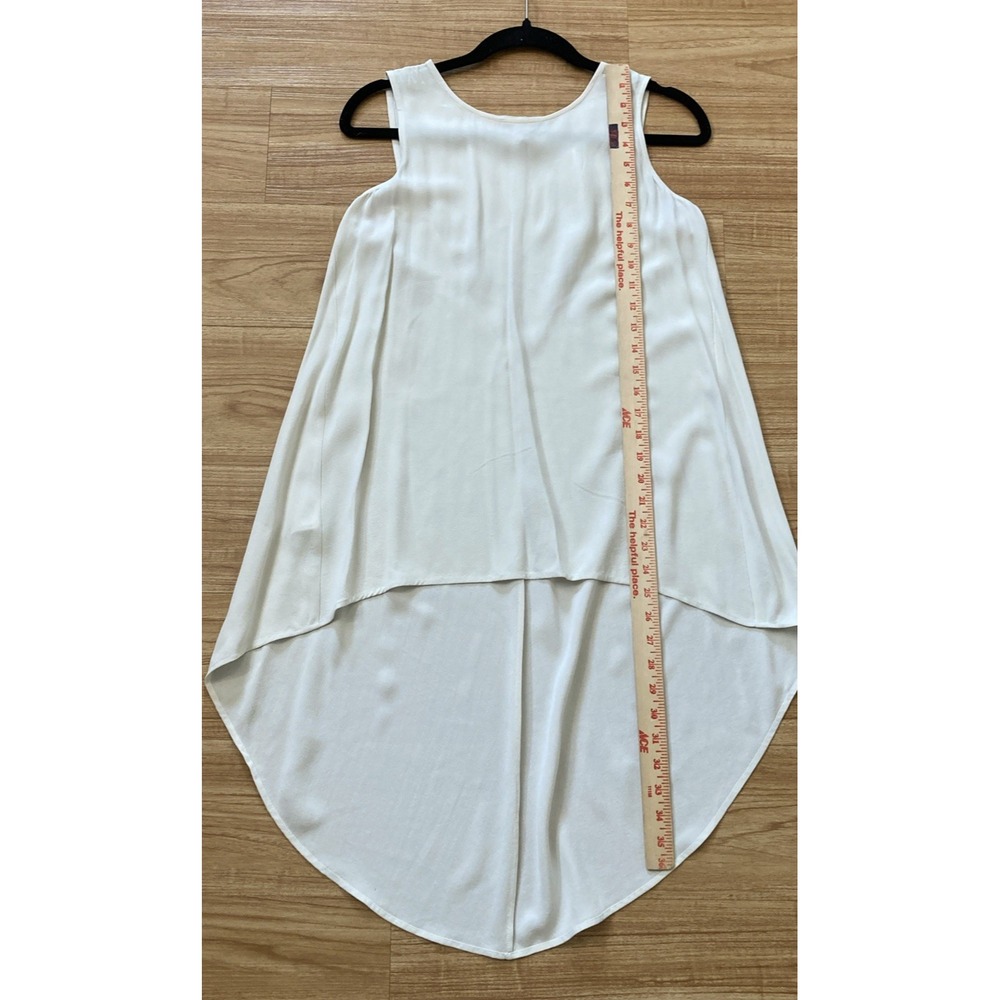 Eileen Fisher Womens XS Sleeveless Ivory Beige Silk Hi Low Tunic Chic Neutral - Picture 6 of 6